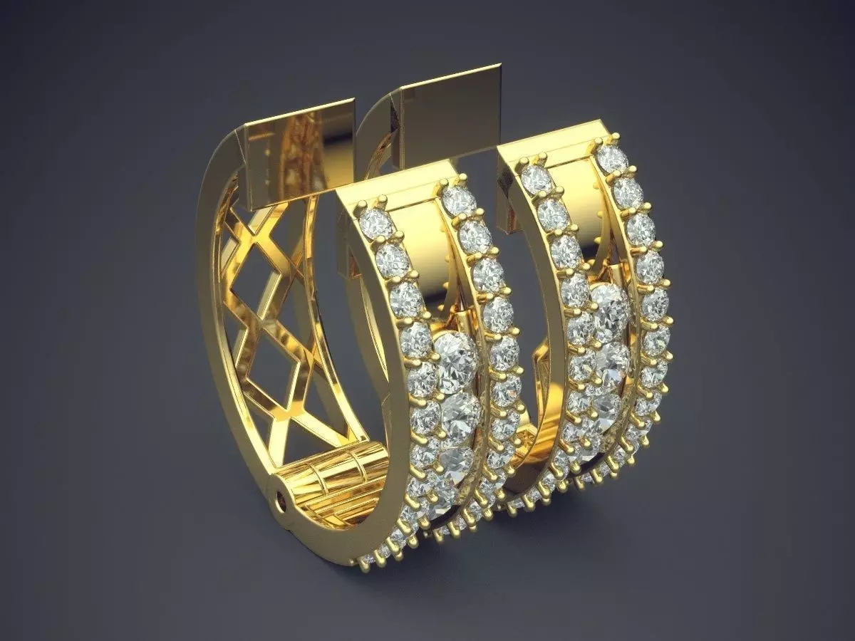 Clipping Earrings Covered In Diamonds CAD 3982 3D print model