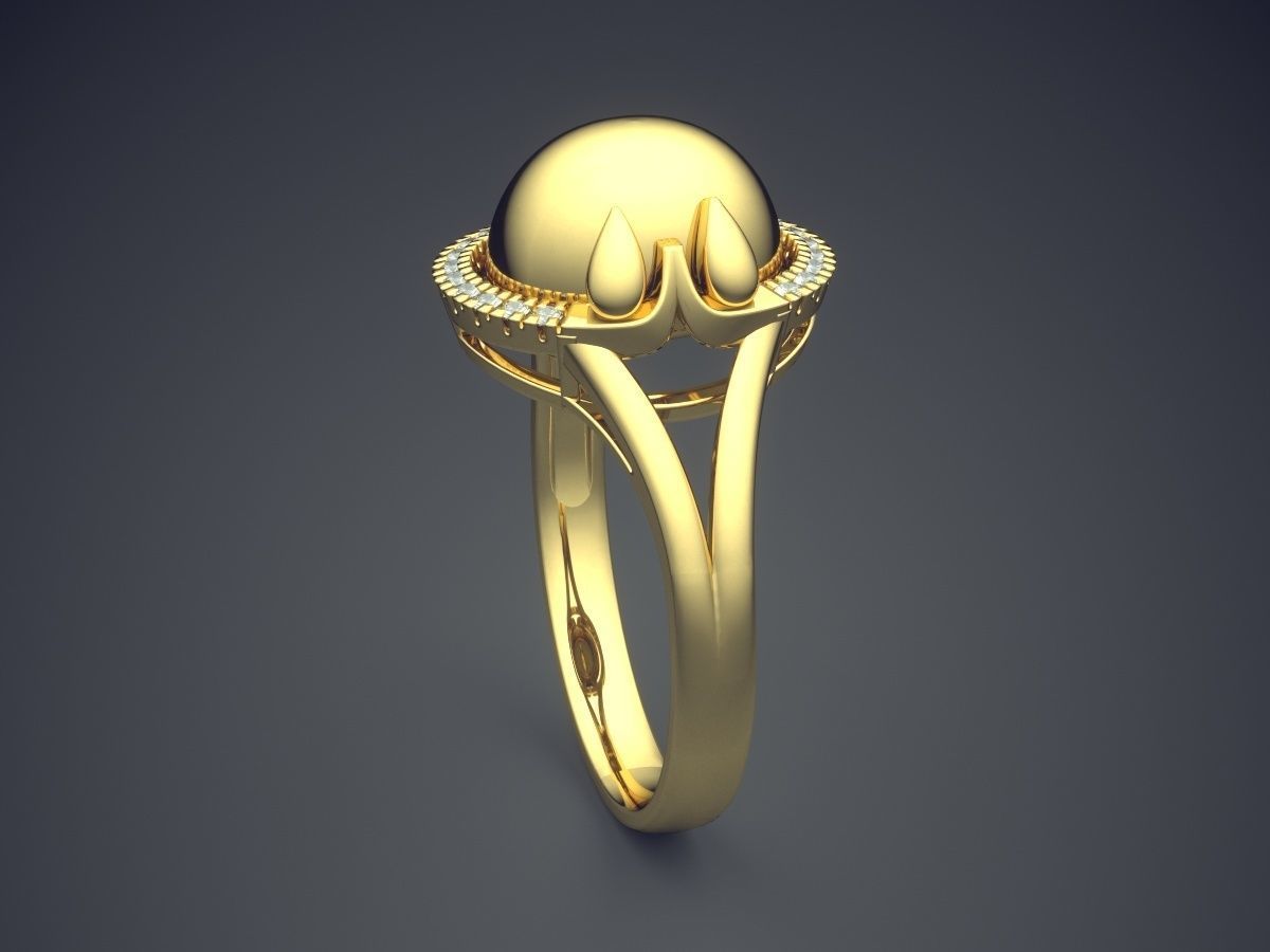 Ring With Big Sphere Ornament CAD 3976 3D print model_3
