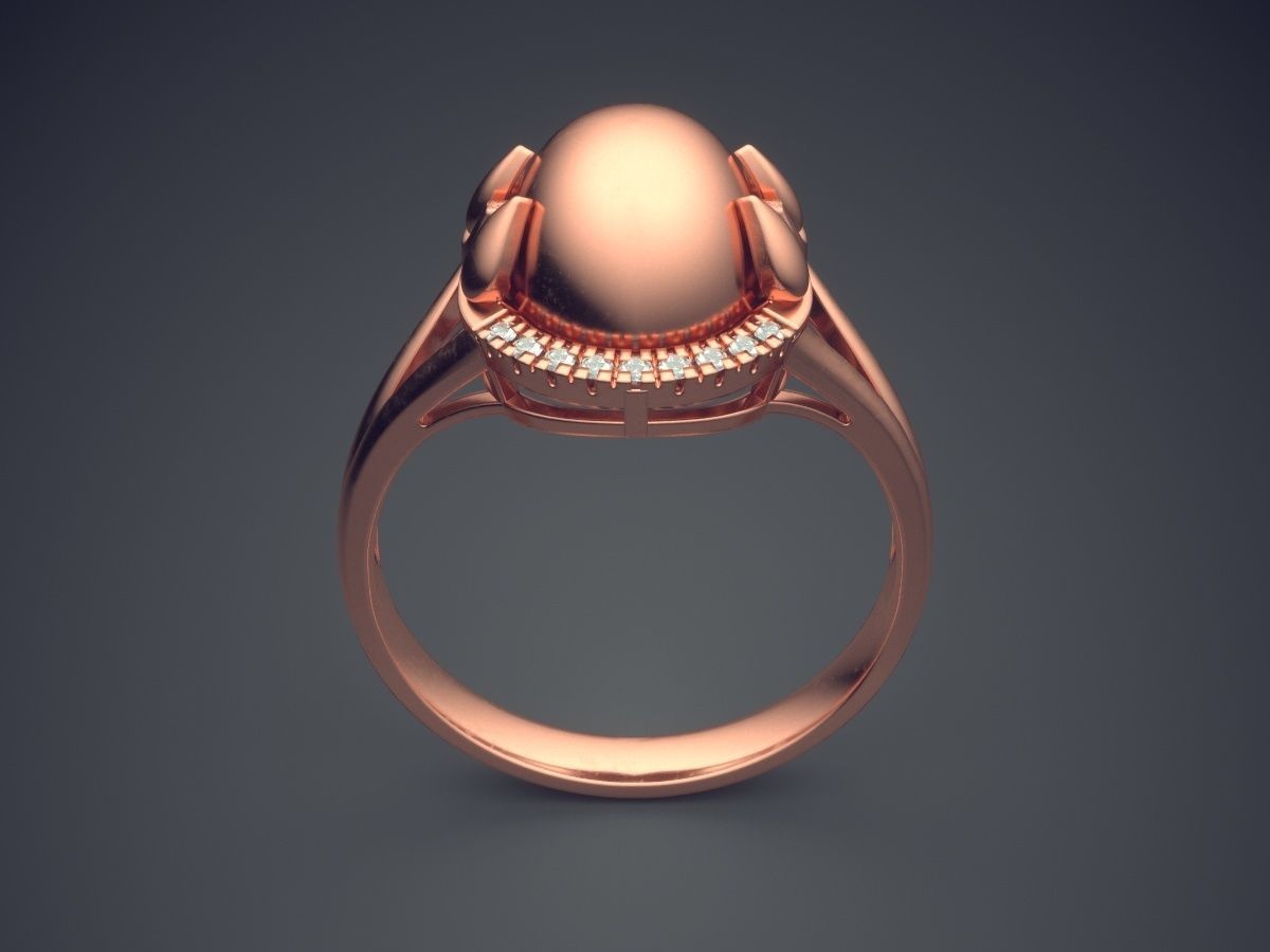 Ring With Big Sphere Ornament CAD 3976 3D print model_2