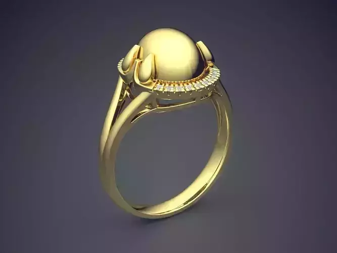 Ring With Big Sphere Ornament CAD 3976