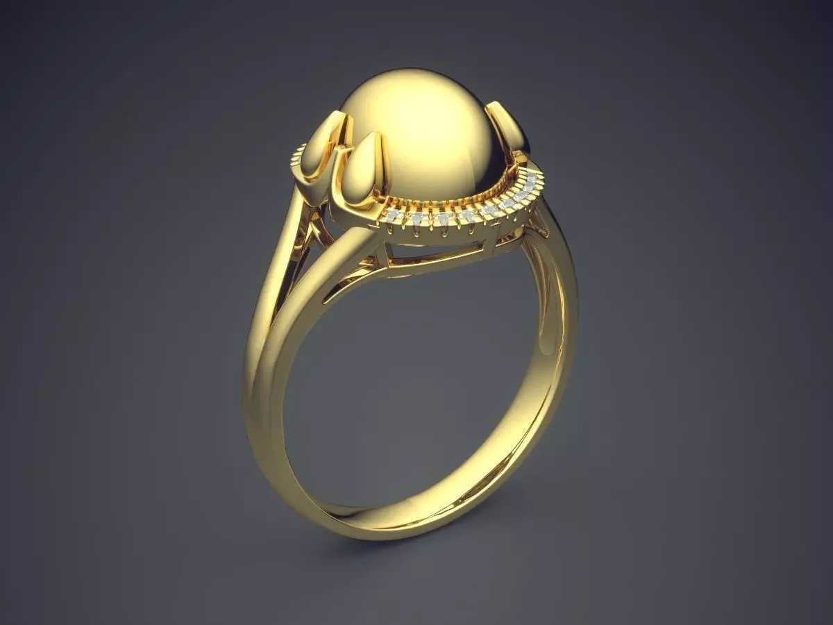Ring With Big Sphere Ornament CAD 3976 3D print model_0