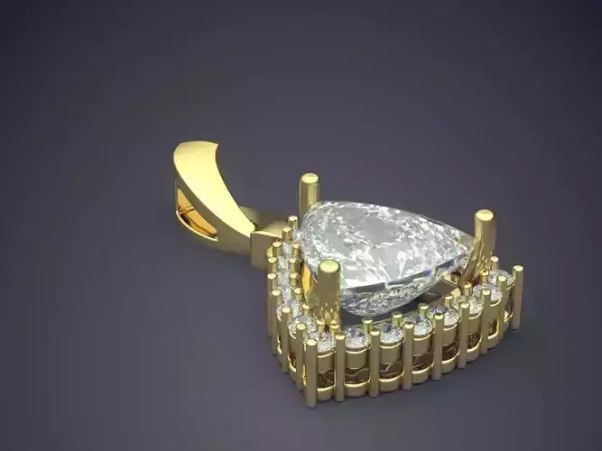 Pendant With Huge Triangle Diamond CAD 3975 3D print model