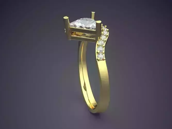 Unique Designed Ring With Triangle Diamond CAD 3970