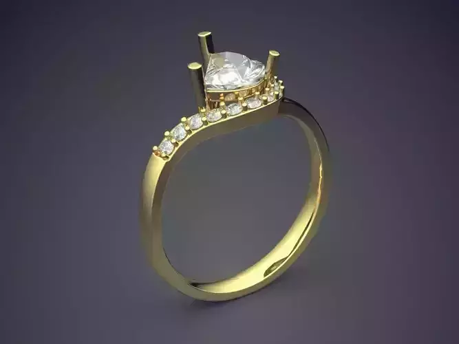 Unique Designed Ring With Triangle Diamond CAD 3970 3D print model