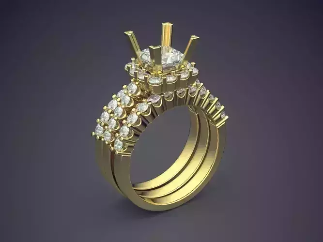 Very Luxurious Ring With Diamonds On The Side CAD 3972 3D print model