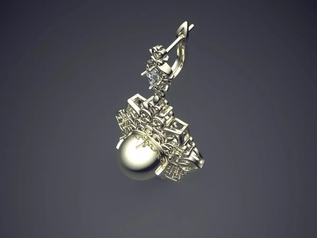 Very Detailed Brooch With Sphere In The Middle CAD 3969 3D print model_1