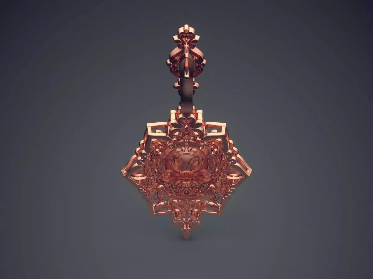 Very Detailed Brooch With Sphere In The Middle CAD 3969 3D print model_2