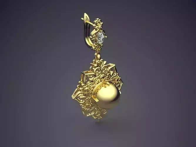 Very Detailed Brooch With Sphere In The Middle CAD 3969