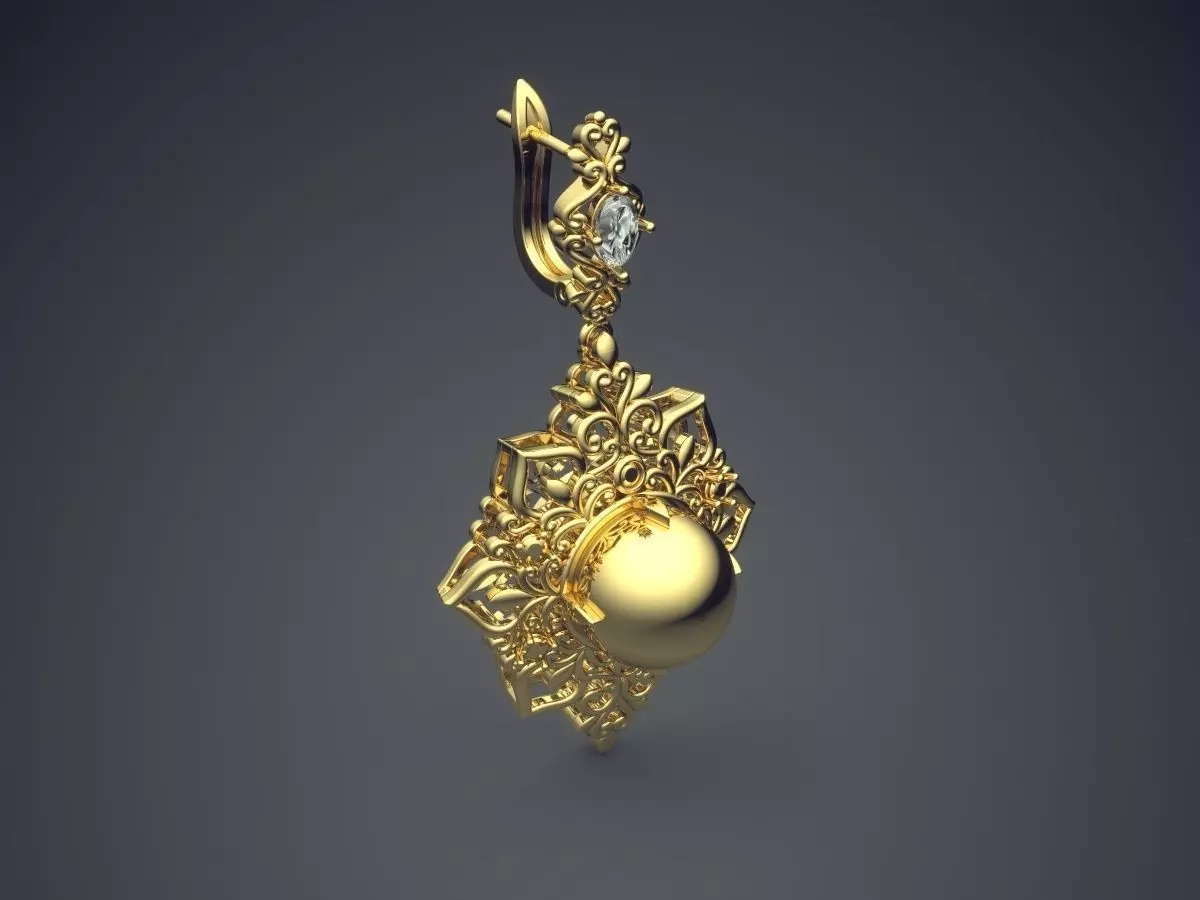 Very Detailed Brooch With Sphere In The Middle CAD 3969 3D print model_0