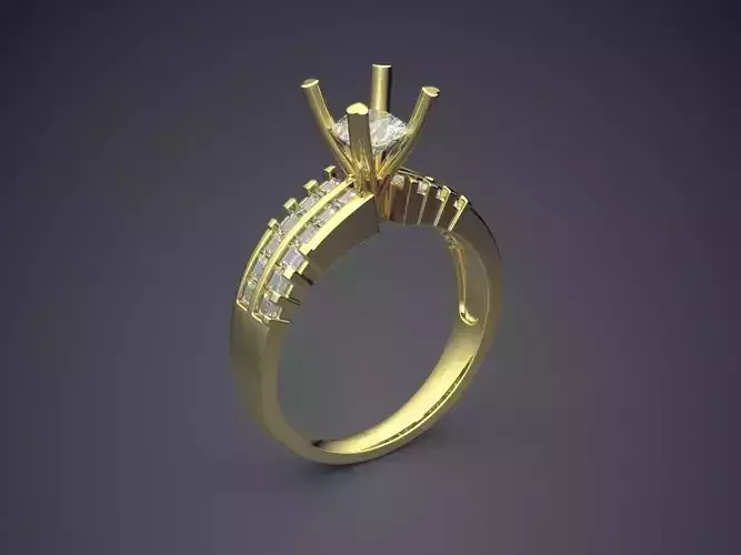 Ring With Diamonds On The Sides CAD 3961 3D print model