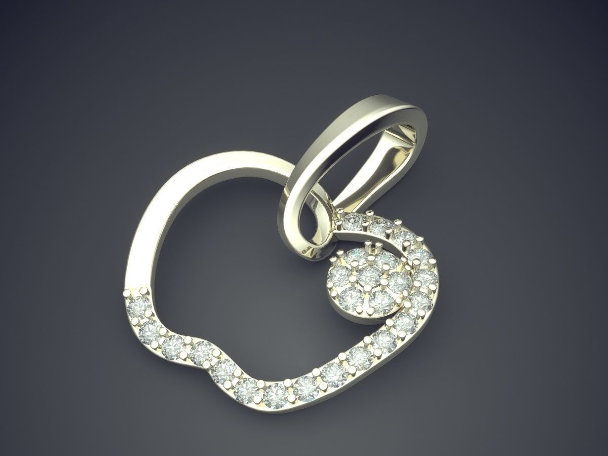Apple Shape Pendant With Diamonds CAD-3949 3D print model_1