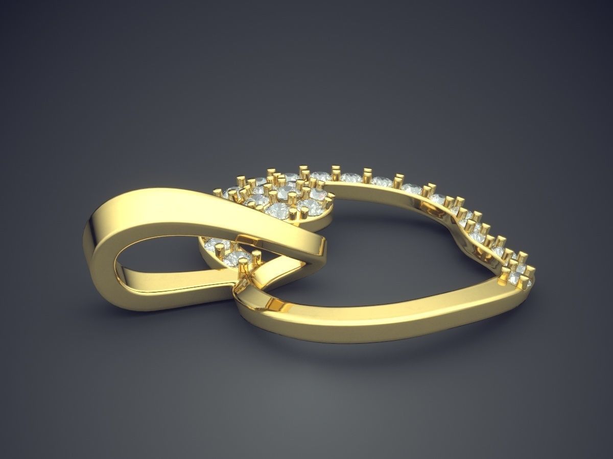 Apple Shape Pendant With Diamonds CAD-3949 3D print model_3