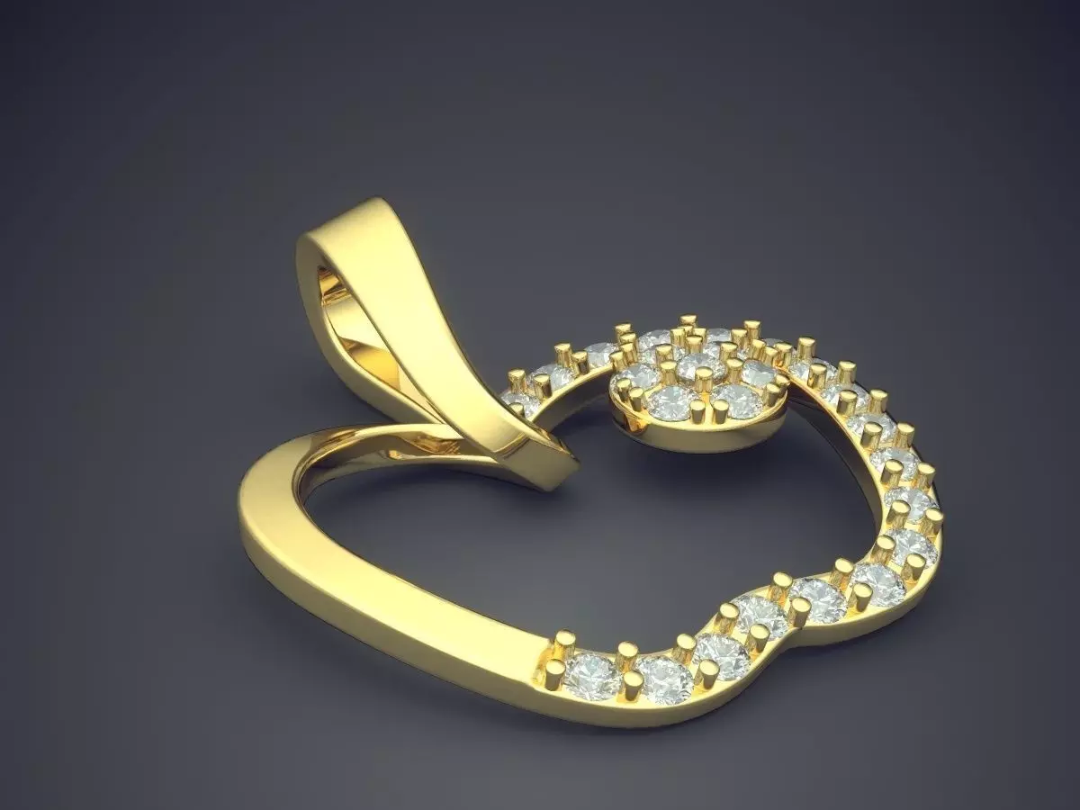 Apple Shape Pendant With Diamonds CAD-3949 3D print model_0