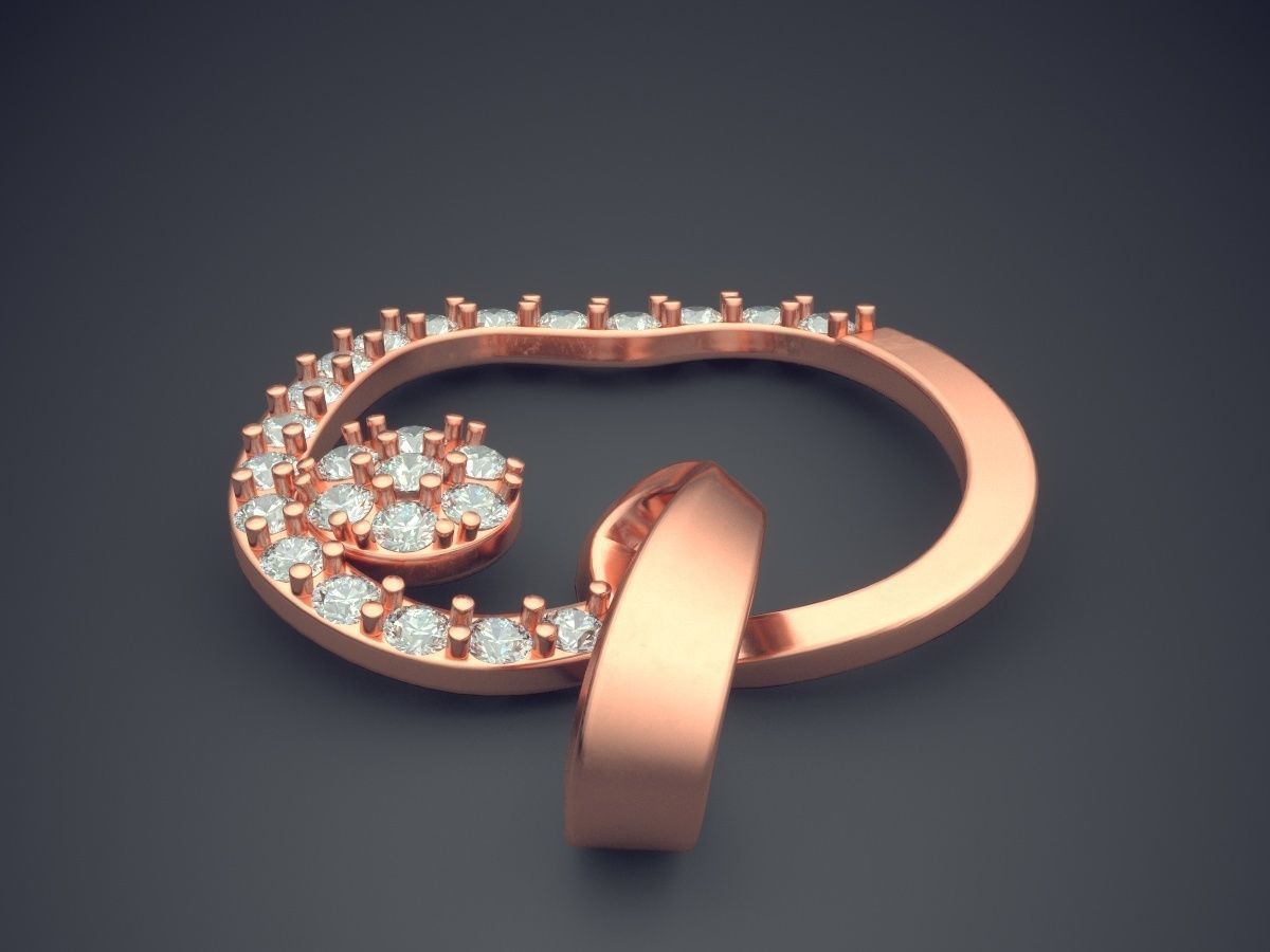 Apple Shape Pendant With Diamonds CAD-3949 3D print model_2