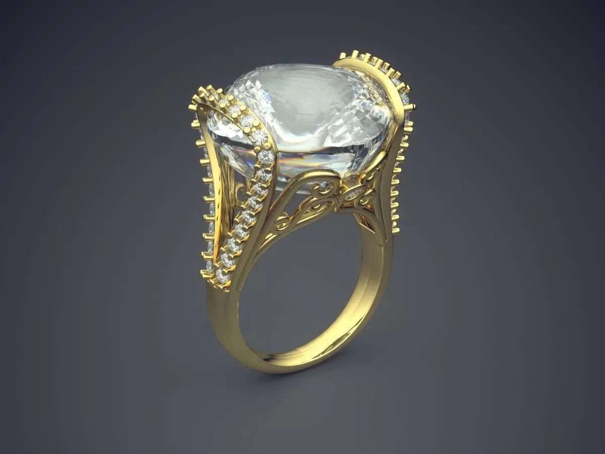 Ring With Diamonds CAD-3945 3D print model_0