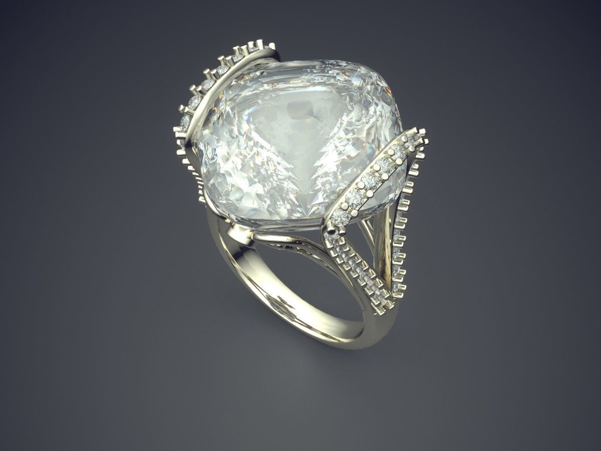 Ring With Diamonds CAD-3945 3D print model_1