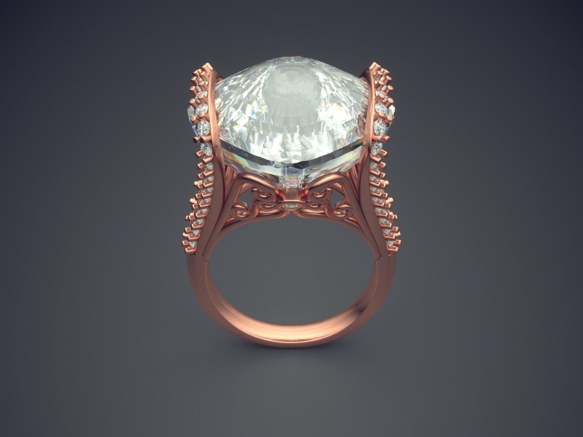 Ring With Diamonds CAD-3945 3D print model_2