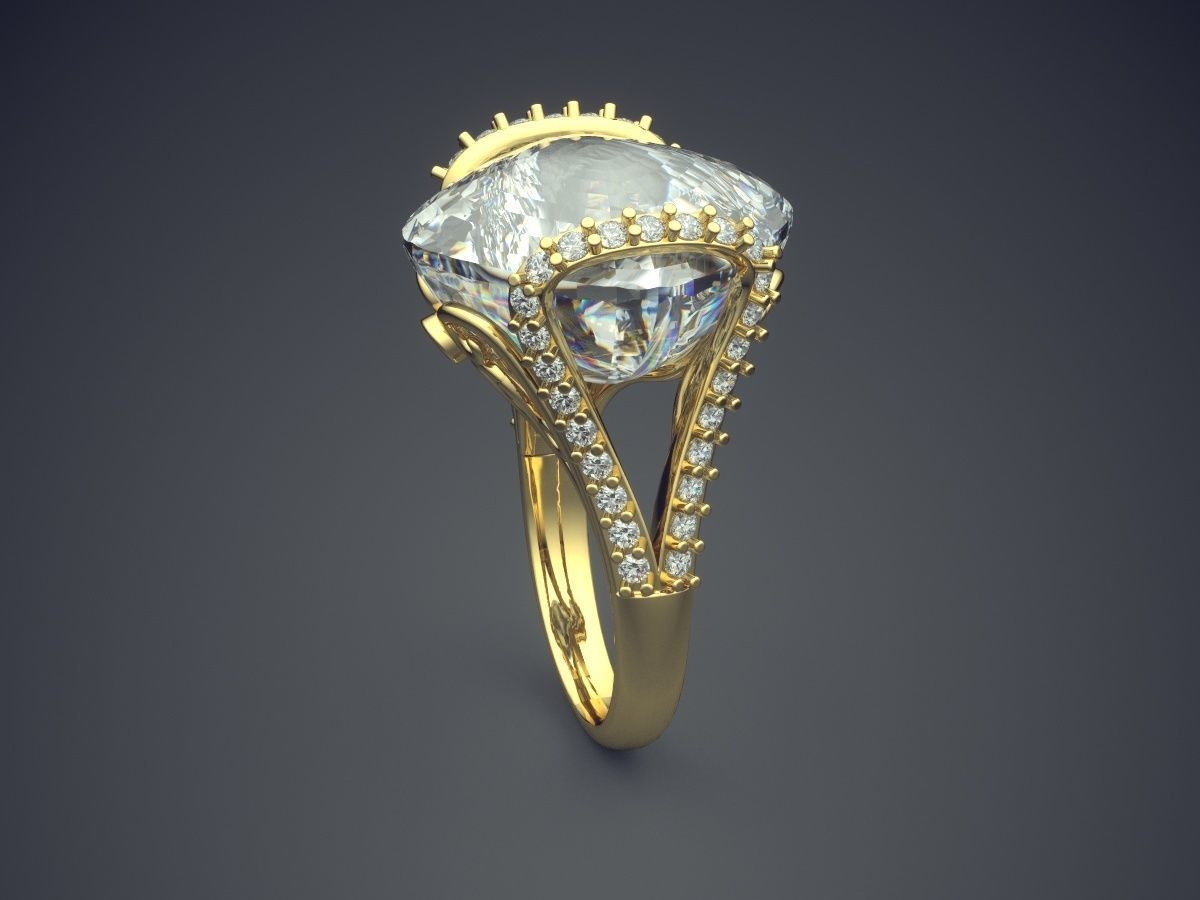 Ring With Diamonds CAD-3945 3D print model_3