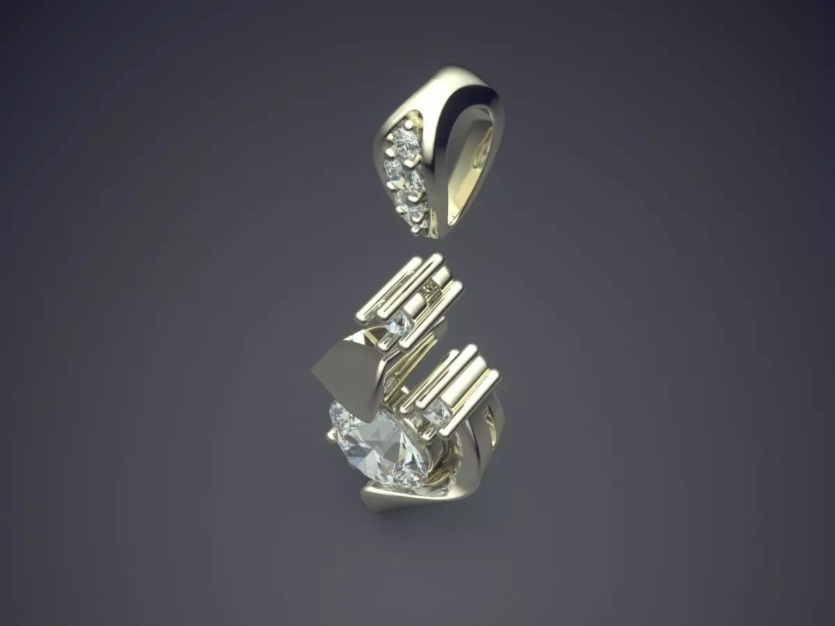 Pendant With Diamonds CAD-3930 3D print model_1