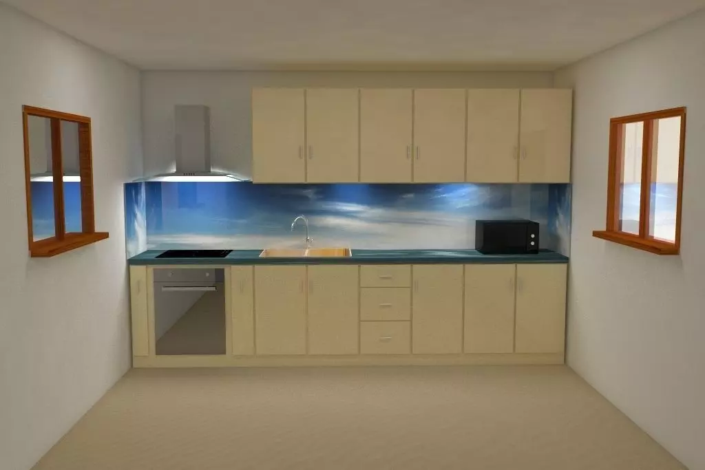 Wooden kitchen furniture and appliances Low-poly 3D model