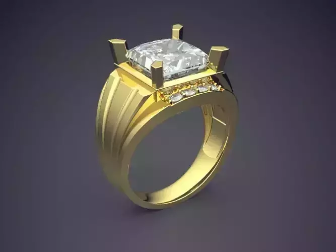 Big Ring With Big Square Diamond CAD 3863