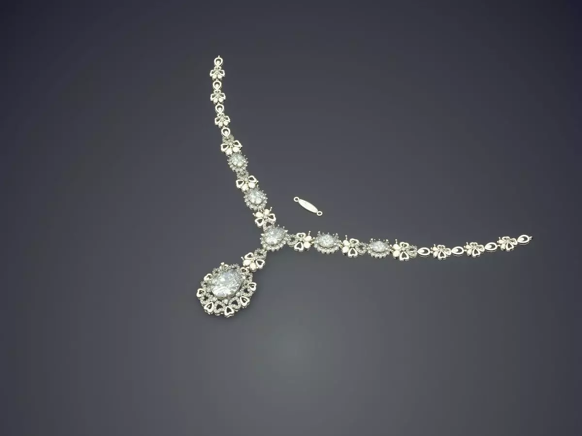 Simple Necklace With Diamond CAD 3872 3D print model_1