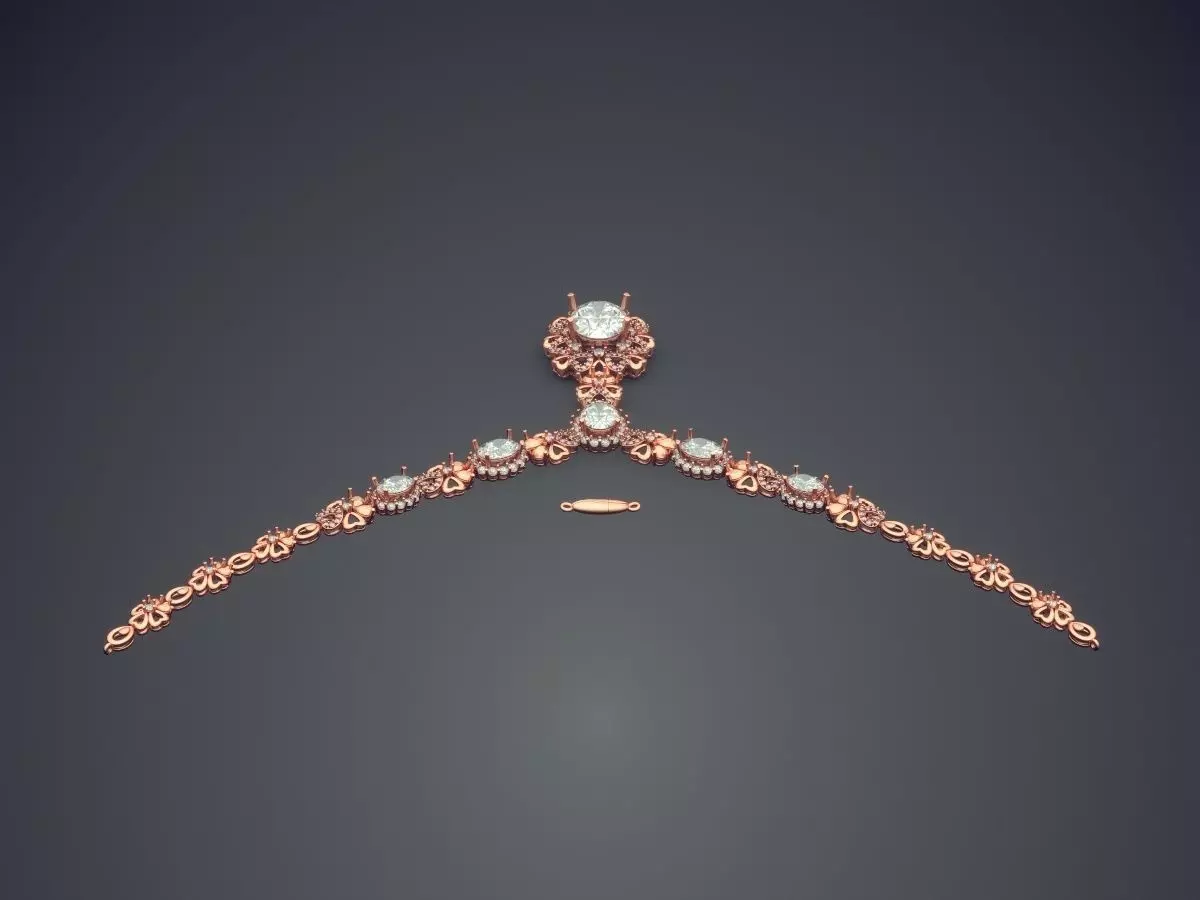 Simple Necklace With Diamond CAD 3872 3D print model_2