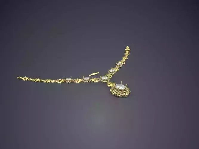 Simple Necklace With Diamond CAD 3872 3D print model