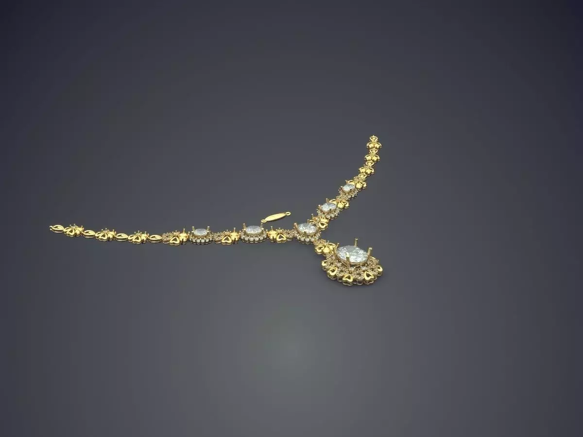 Simple Necklace With Diamond CAD 3872 3D print model_0