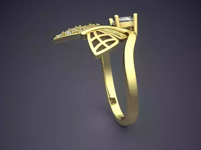 Ring With Butterfly Ornament And Diamond CAD 3854