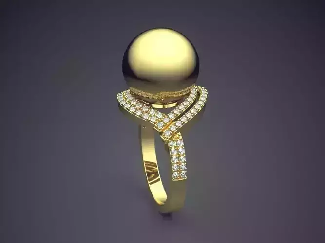 Ring With Sphere Ornament On Top CAD 3852