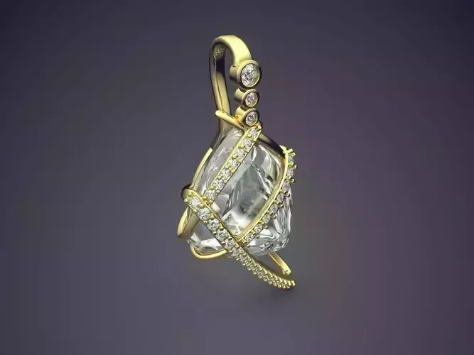 Pendant With Diamond CAD 3846 3D print model