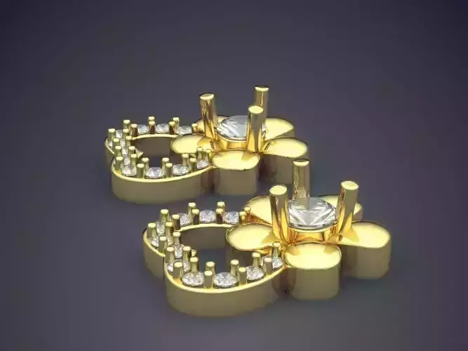 Heart Shaped Earrings With Flower On The Bottom CAD 3840