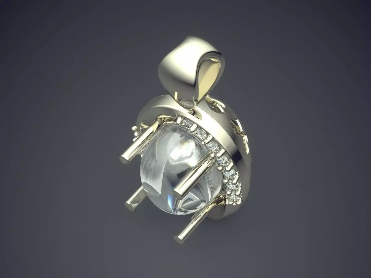 Small Pendant With Diamond In The Middle CAD 3842 3D print model_1