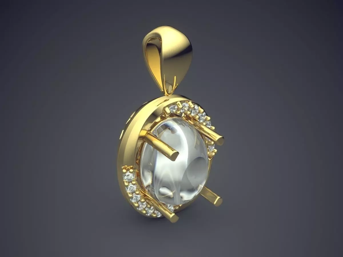 Small Pendant With Diamond In The Middle CAD 3842 3D print model_0