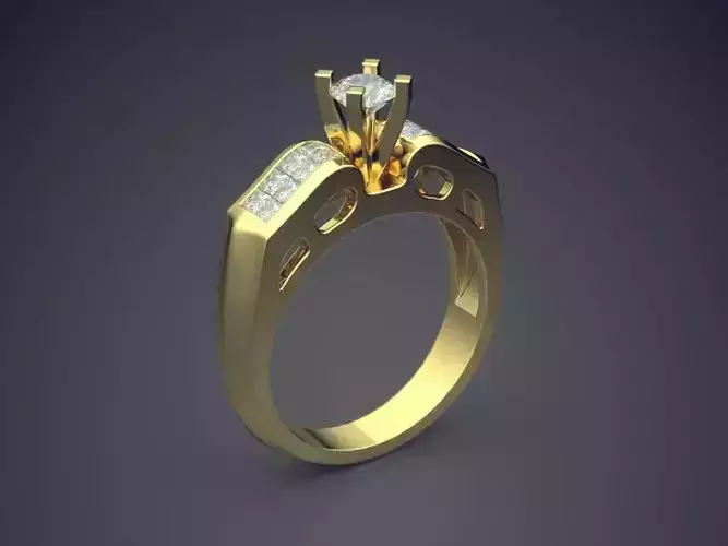 Ring With Diamonds On The Side CAD 3837 3D print model