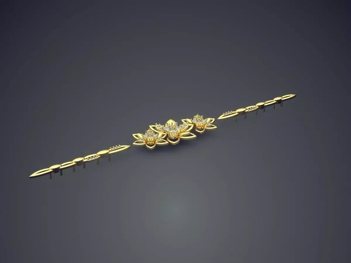 Bracelet With Three Flowers CAD 3839 3D print model_0