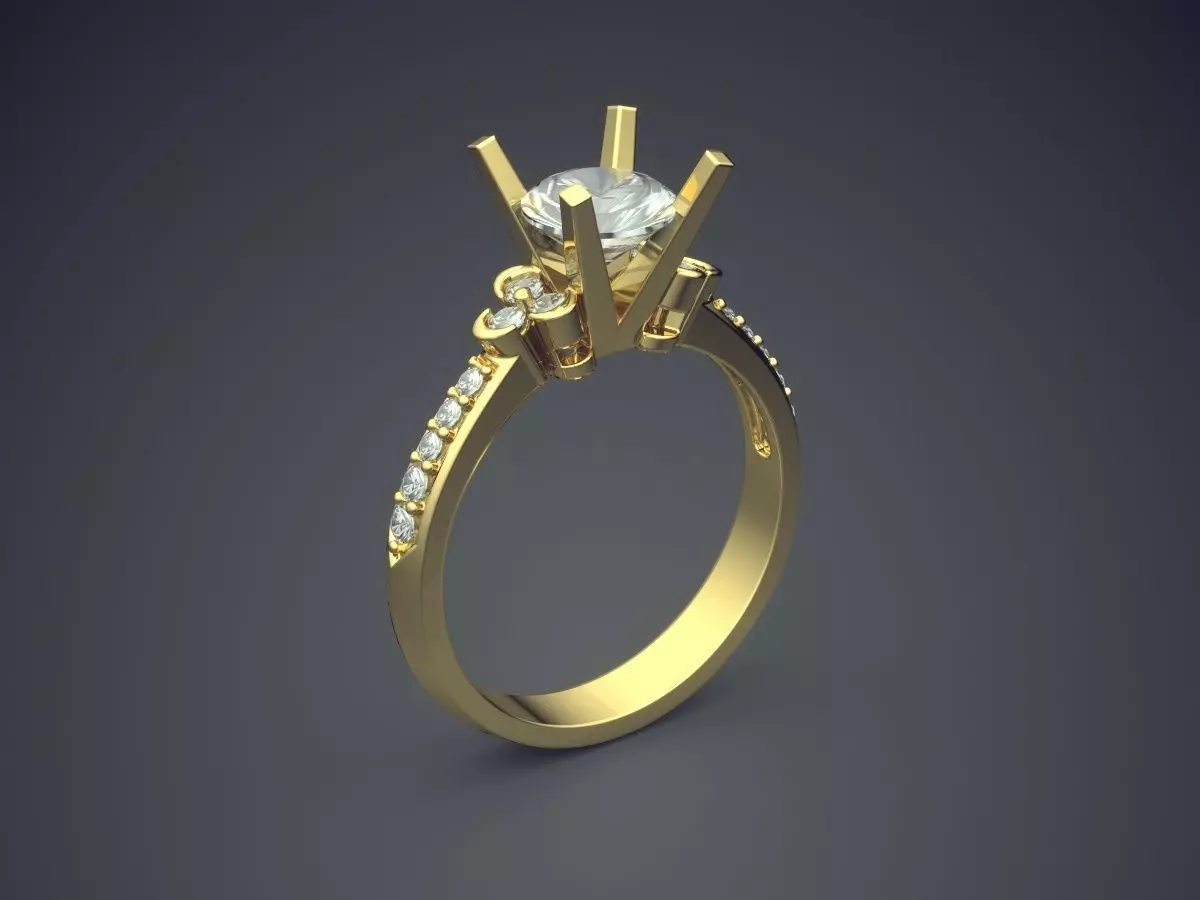Sophisticated Ring With Diamond CAD 3834 3D print model_0