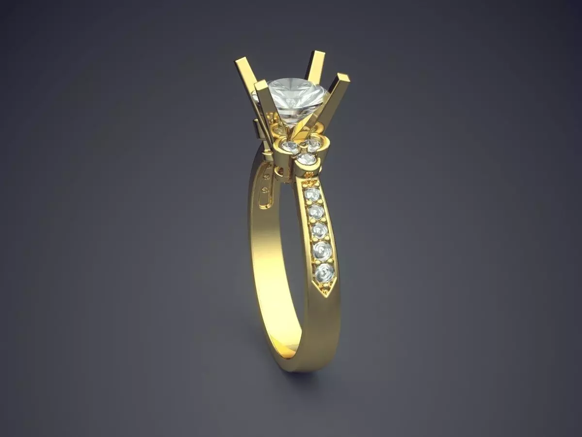 Sophisticated Ring With Diamond CAD 3834 3D print model_3