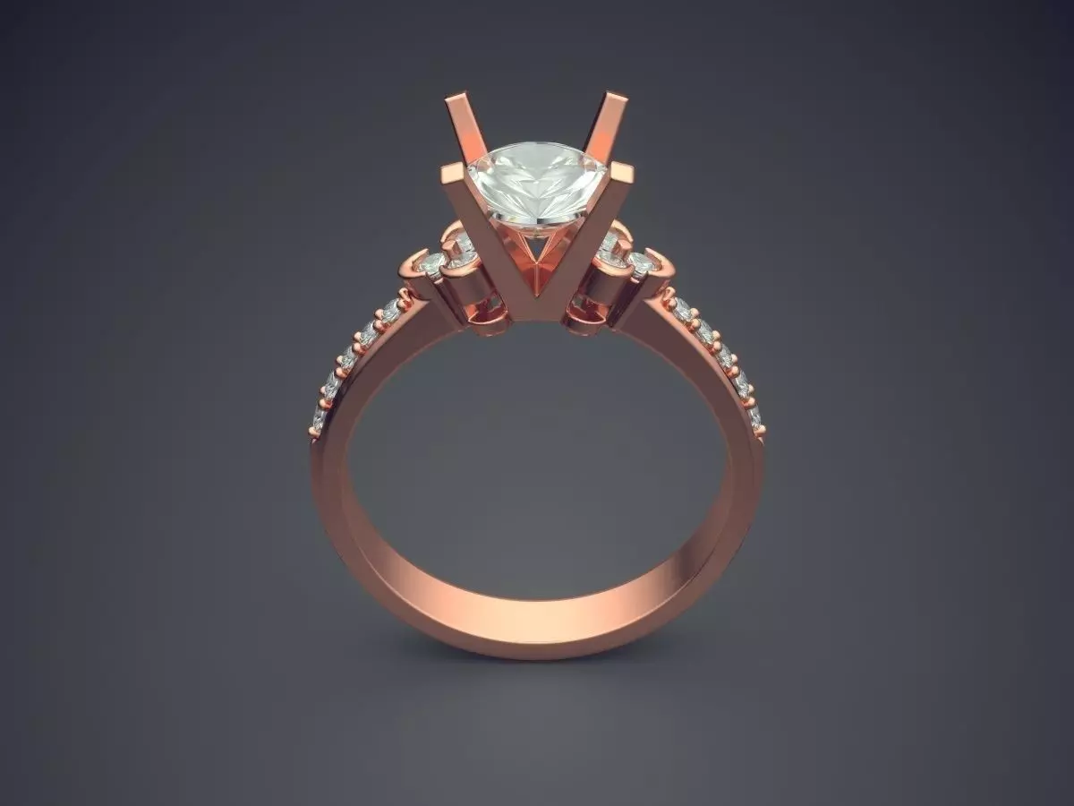 Sophisticated Ring With Diamond CAD 3834 3D print model_2