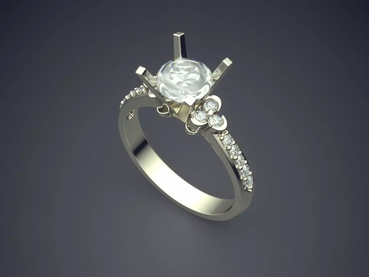 Sophisticated Ring With Diamond CAD 3834 3D print model_1