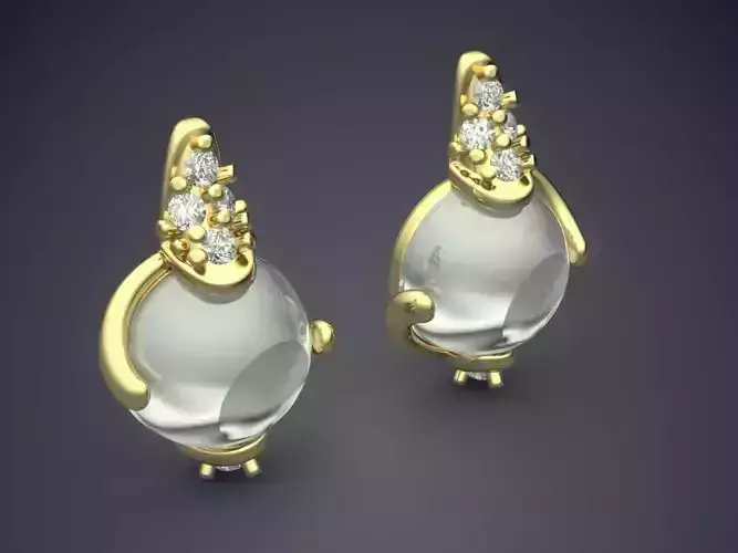 Earrings With Half-Sphere Shaped Diamonds CAD 3836