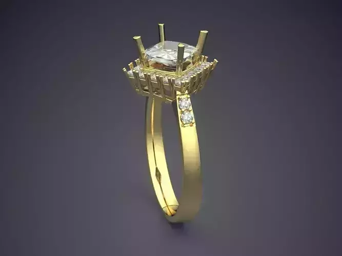 Ring With Square Diamond CAD 3828