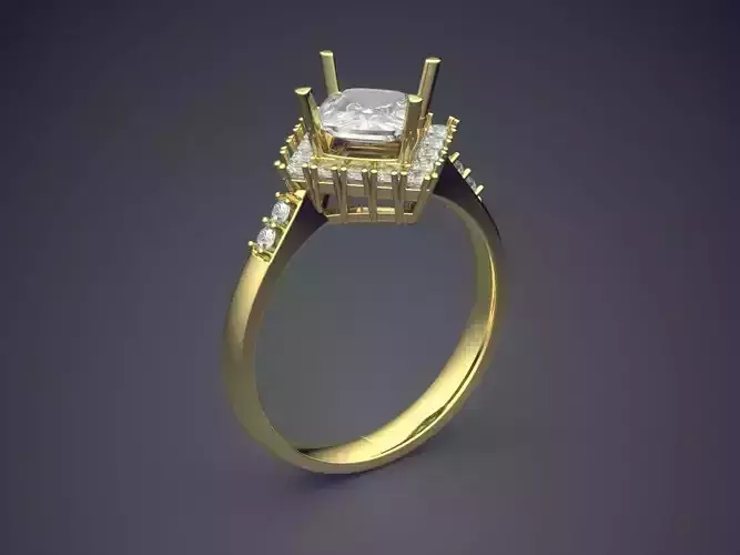 Ring With Square Diamond CAD 3828