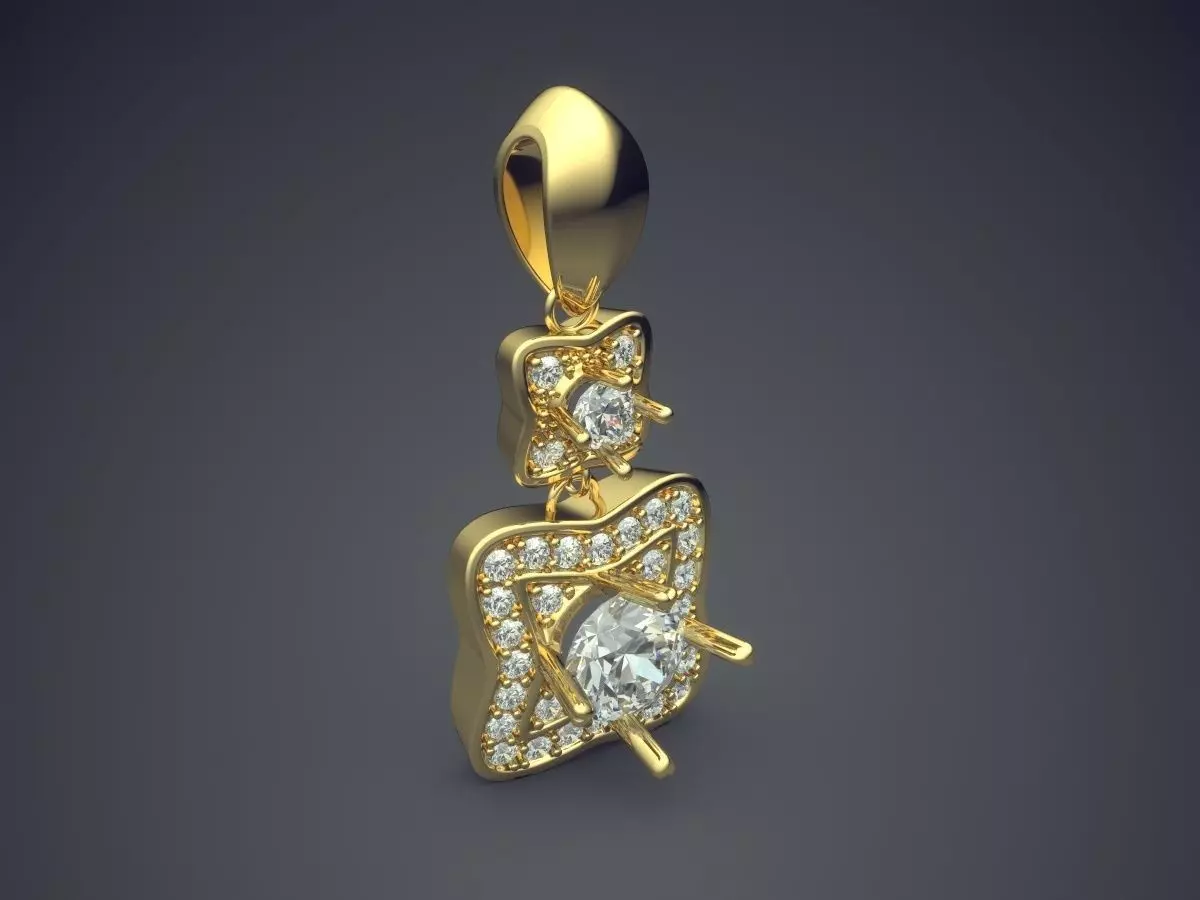 Pendant With Two Squares CAD 3831 3D print model_0