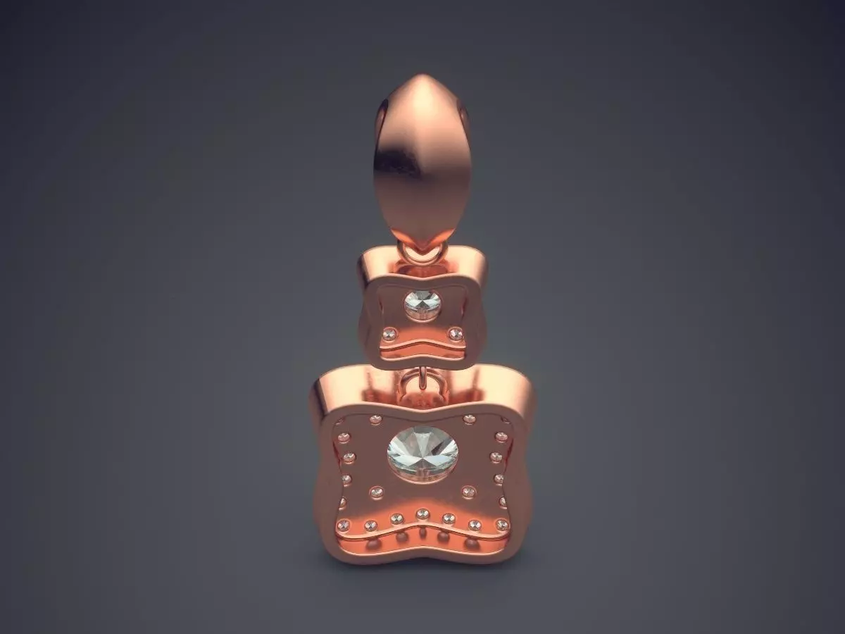 Pendant With Two Squares CAD 3831 3D print model_2