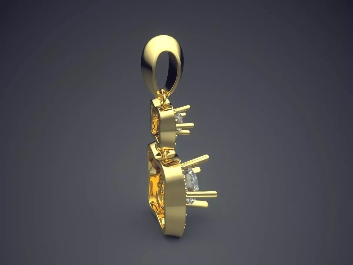 Pendant With Two Squares CAD 3831 3D print model_3