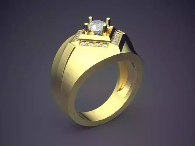 Thick Ring With Square Ornament With Small Diamond CAD 3832 3D print model