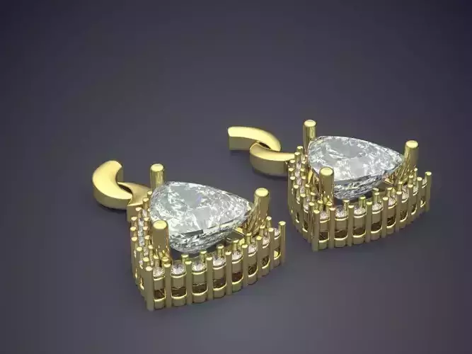 Big Hanging Earrings With Triangle Diamonds CAD 3821