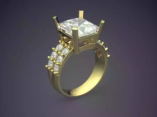 Ring With Enormous Diamond On Top CAD 3818 3D print model